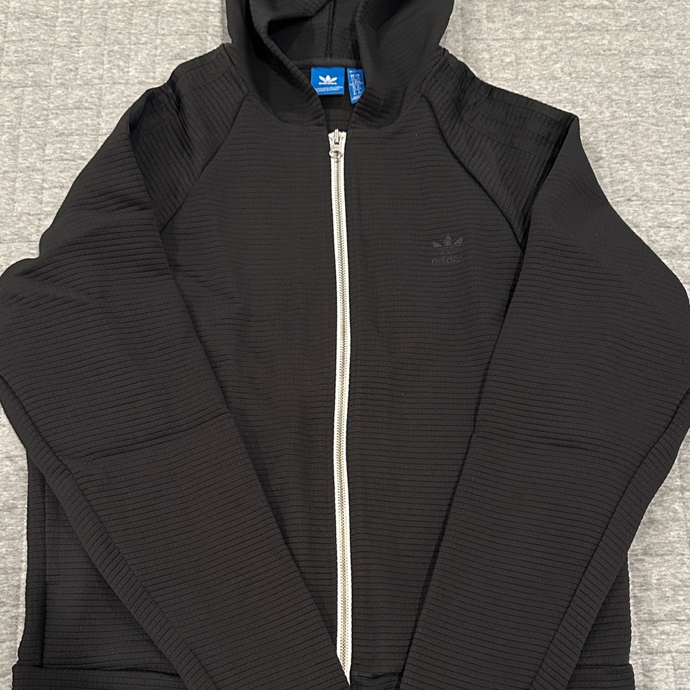 adidas Black Hoodie with White Zipper